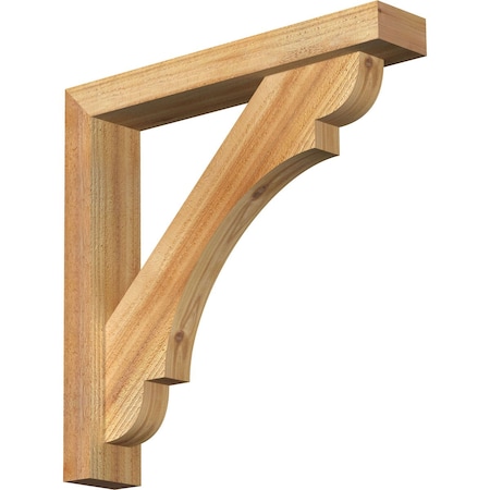 Ekena Millwork Olympic Block Rough Sawn Bracket w/ Offset Brace, Western Red Cedar, 4"W x 22"D x 22"H BKT0402X22X22OLY05RWR